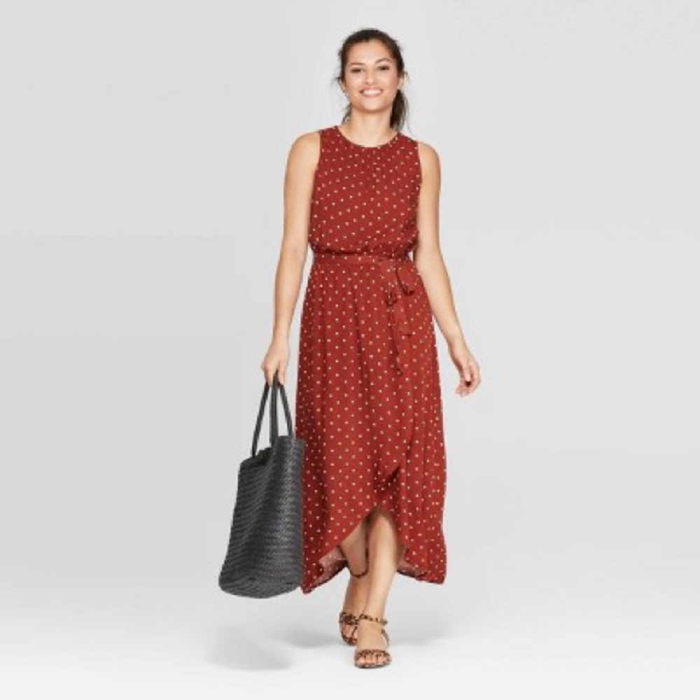 a new day Polka Dot Wrap Midi Dress